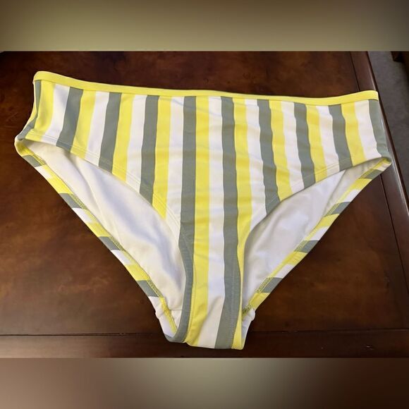 Kona Sol Yellow Gray & White Medium Coverage Hipster Bikini Bottom NWT 1X - Picture 5 of 5